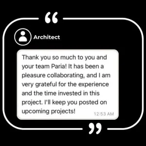 Satisfied client sharing their experience with s2archviz services in architectural visualization