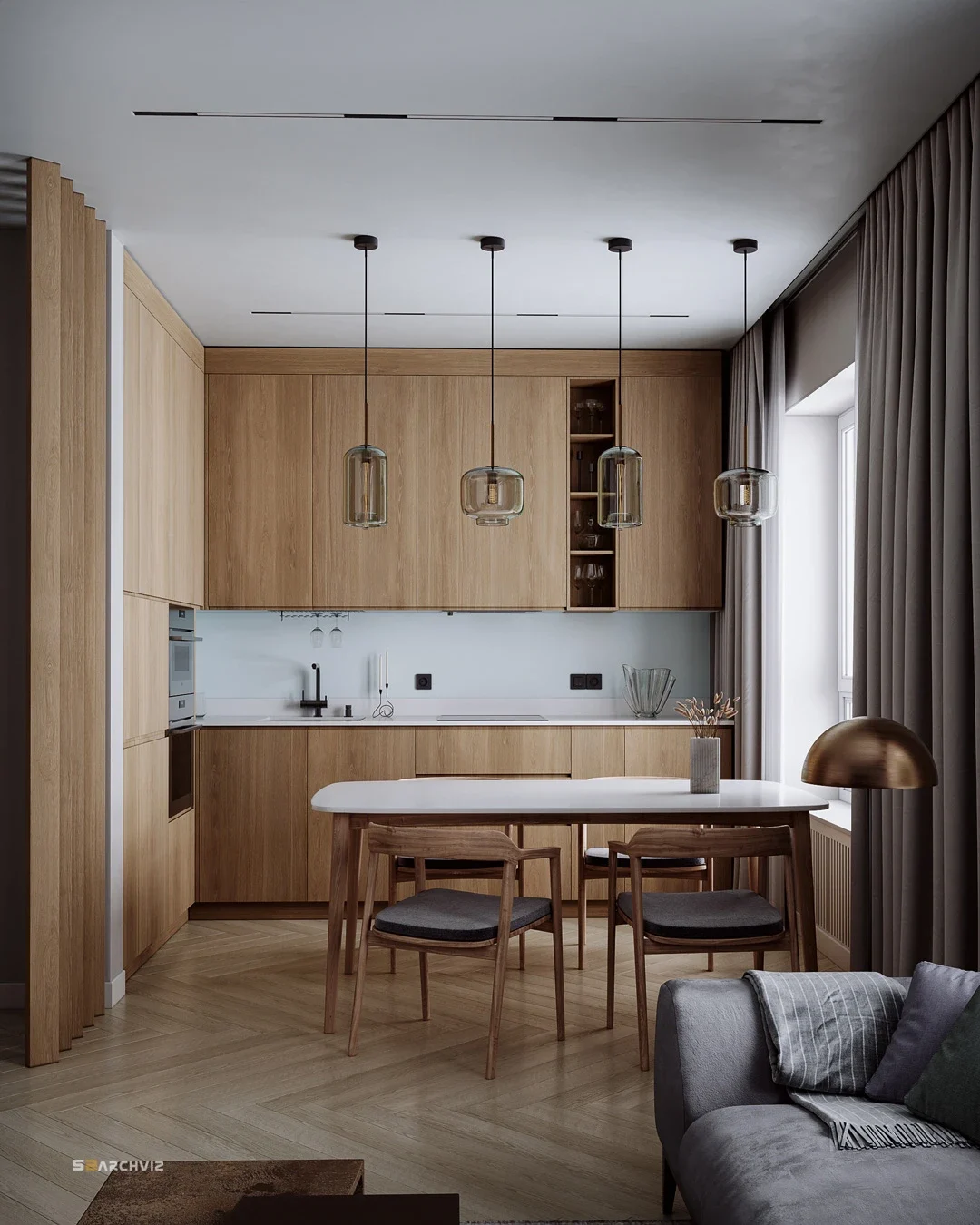 virtual reality (VR360), modern interior visualization of Bowman Apartment.